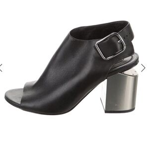 EUC Alexander Wang “Nadia” Black Leather Slingback Peep Toe Cutout Heel Booties